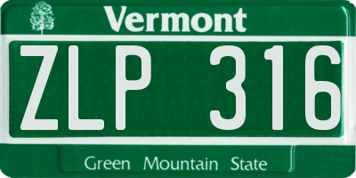 VT license plate ZLP316