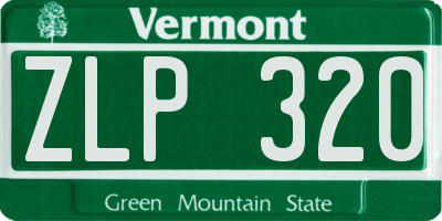 VT license plate ZLP320
