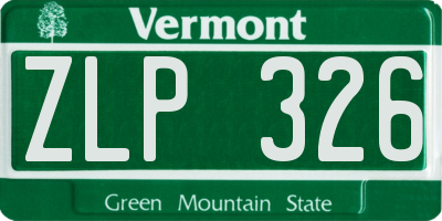 VT license plate ZLP326
