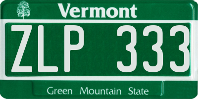 VT license plate ZLP333