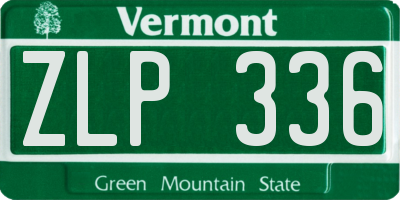 VT license plate ZLP336