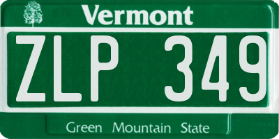 VT license plate ZLP349