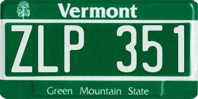 VT license plate ZLP351
