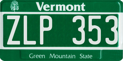 VT license plate ZLP353