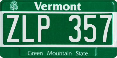 VT license plate ZLP357