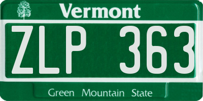 VT license plate ZLP363