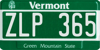 VT license plate ZLP365