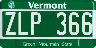 VT license plate ZLP366