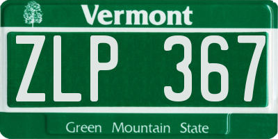 VT license plate ZLP367