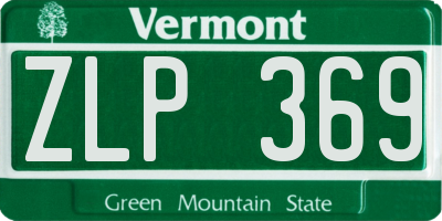 VT license plate ZLP369