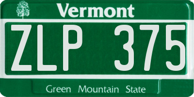 VT license plate ZLP375