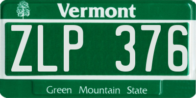 VT license plate ZLP376