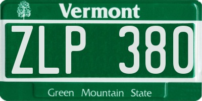 VT license plate ZLP380