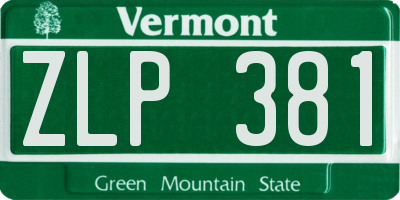 VT license plate ZLP381