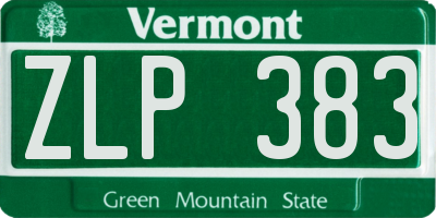 VT license plate ZLP383