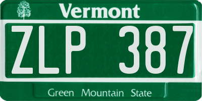 VT license plate ZLP387