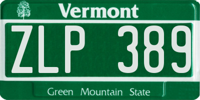 VT license plate ZLP389