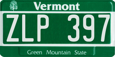 VT license plate ZLP397