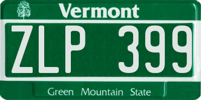 VT license plate ZLP399
