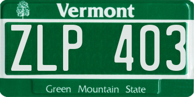 VT license plate ZLP403