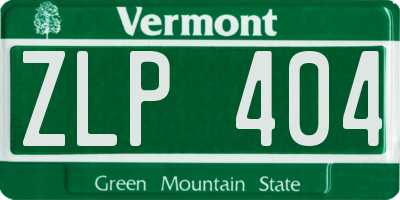 VT license plate ZLP404
