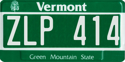 VT license plate ZLP414