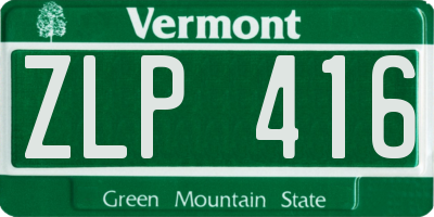 VT license plate ZLP416