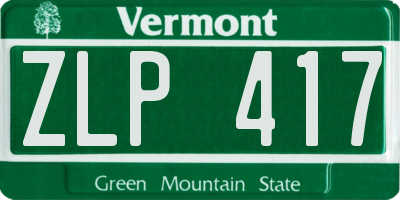 VT license plate ZLP417