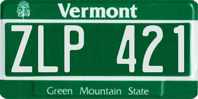 VT license plate ZLP421