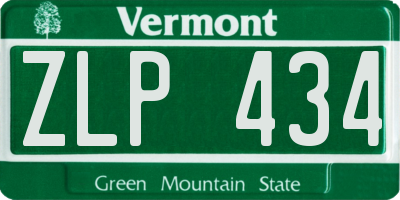 VT license plate ZLP434