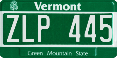VT license plate ZLP445