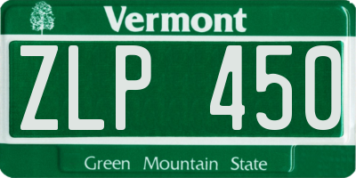 VT license plate ZLP450