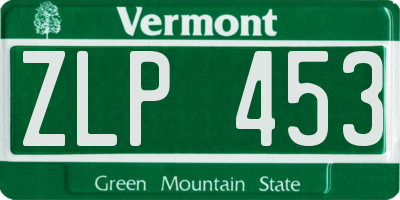 VT license plate ZLP453