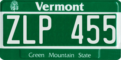 VT license plate ZLP455