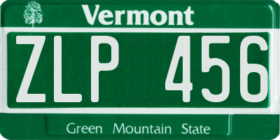 VT license plate ZLP456