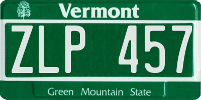 VT license plate ZLP457