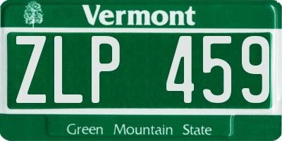 VT license plate ZLP459
