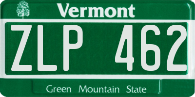 VT license plate ZLP462