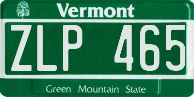 VT license plate ZLP465