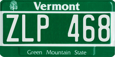 VT license plate ZLP468