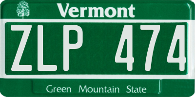 VT license plate ZLP474