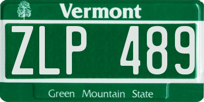 VT license plate ZLP489
