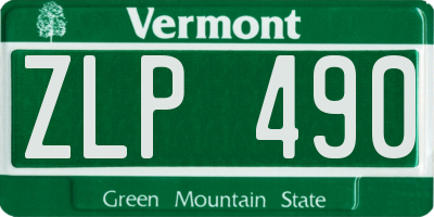 VT license plate ZLP490