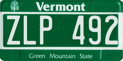 VT license plate ZLP492
