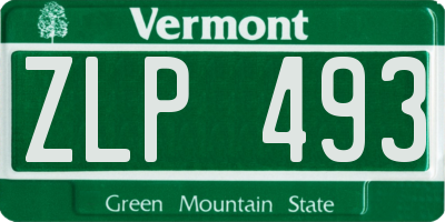 VT license plate ZLP493
