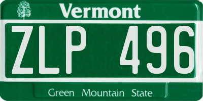 VT license plate ZLP496
