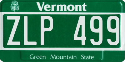 VT license plate ZLP499