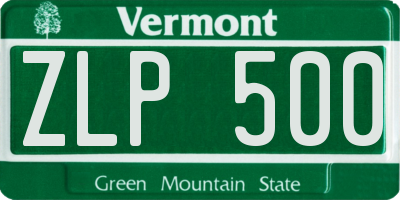 VT license plate ZLP500