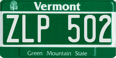 VT license plate ZLP502