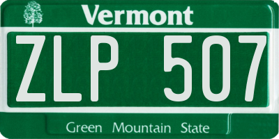 VT license plate ZLP507